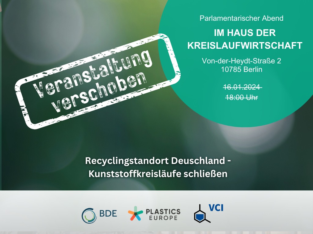 Parlamentarischer Abend zum Recyclingstandort Deutschland verschoben