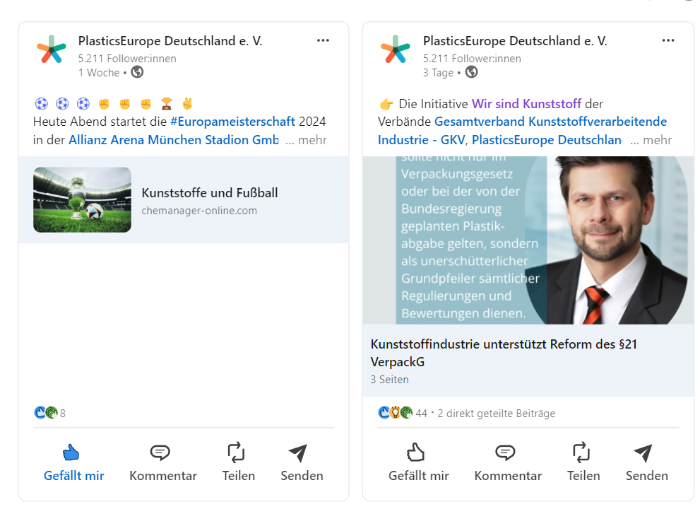 Für News und Updatds folgen Sie Plastics Europe auf X und LinkedIn